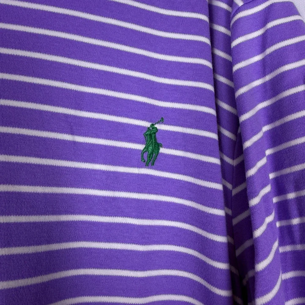 Polo Ralph Lauren Mens 2XLT Purple White Striped Short Sleeve Polo Shirt Tall
